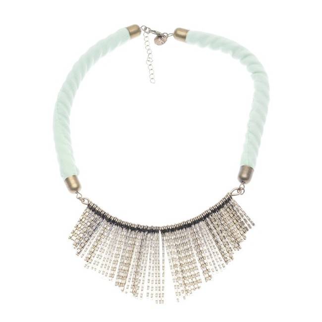 FABRIC SHORT NECKLACE WITH METAL BEADS
