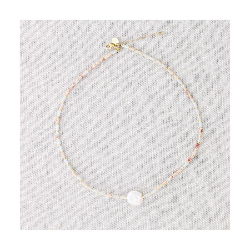 CULTIVATED PEARL STONES STEEL SHORT NECKLACE