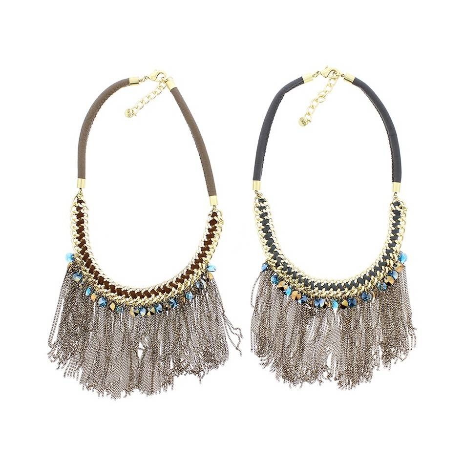FRINGED CHAIN SHORT NECKLACE