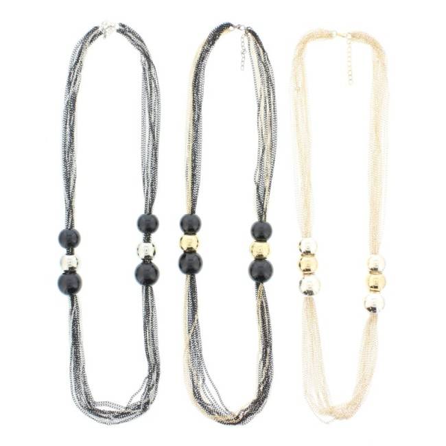 COLLAR LARGO CADENAS BOLAS
