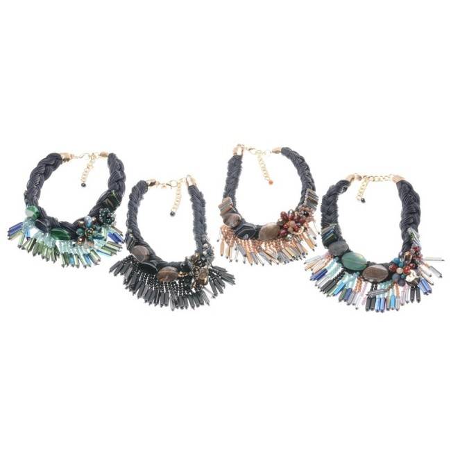 STONE BRAIDED SHORT NECKLACE