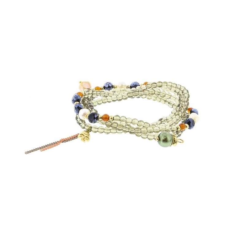 STONE METAL BEADS ELASTIC BRACELET