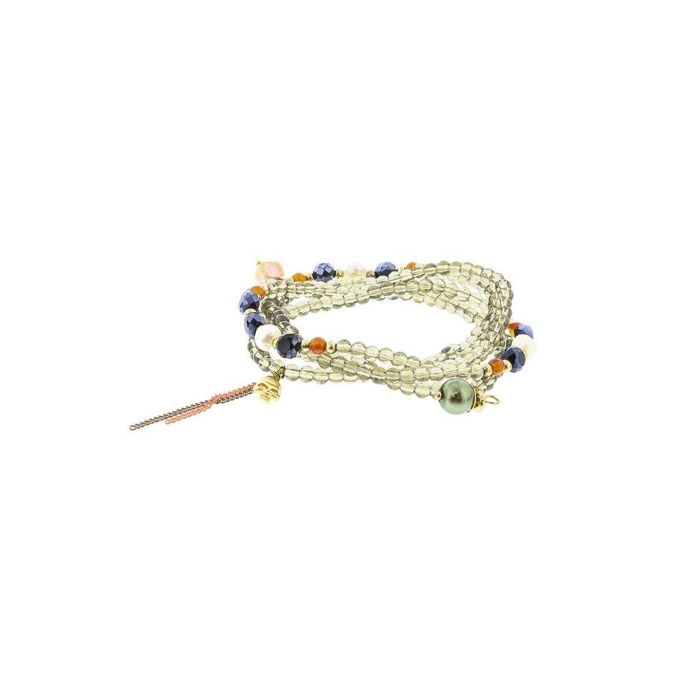 STONE METAL BEADS ELASTIC BRACELET
