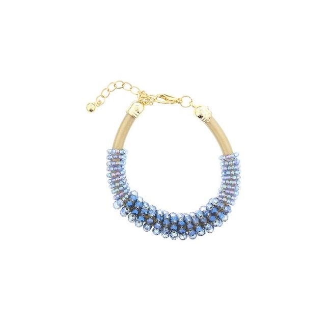 LEATHER BRACELET WITH FACETED BEADS