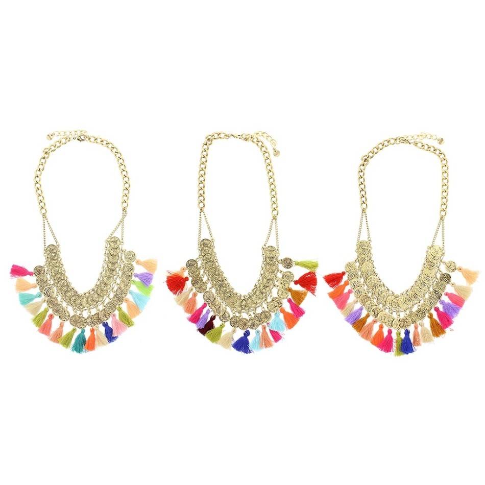 FRINGED COINS SHORT NECKLACE