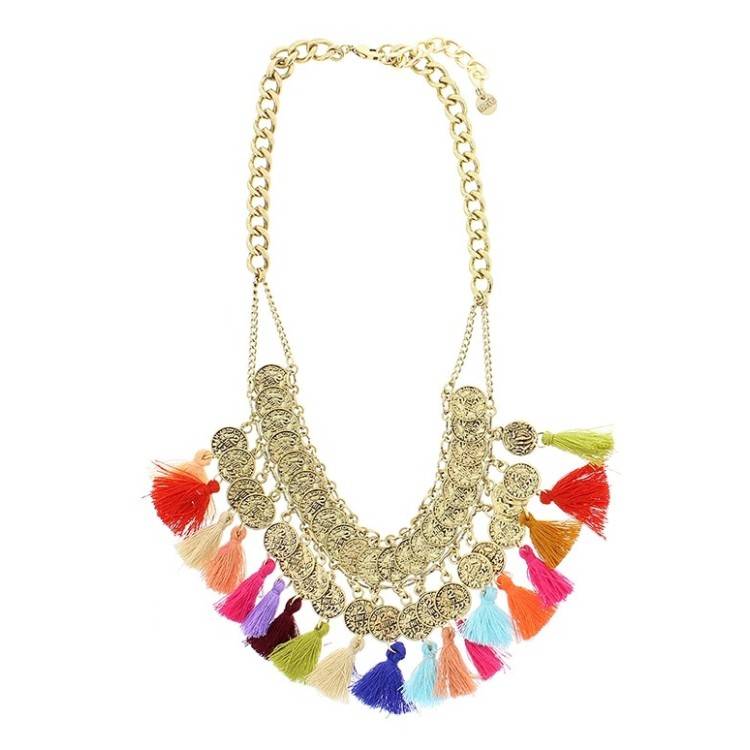 FRINGED COINS SHORT NECKLACE