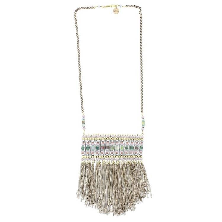 FRINGED BEADS SHORT NECKLACE