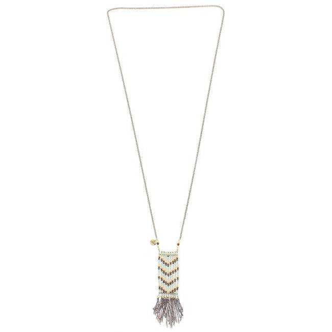 FRINGED BEADS LONG NECKLACE