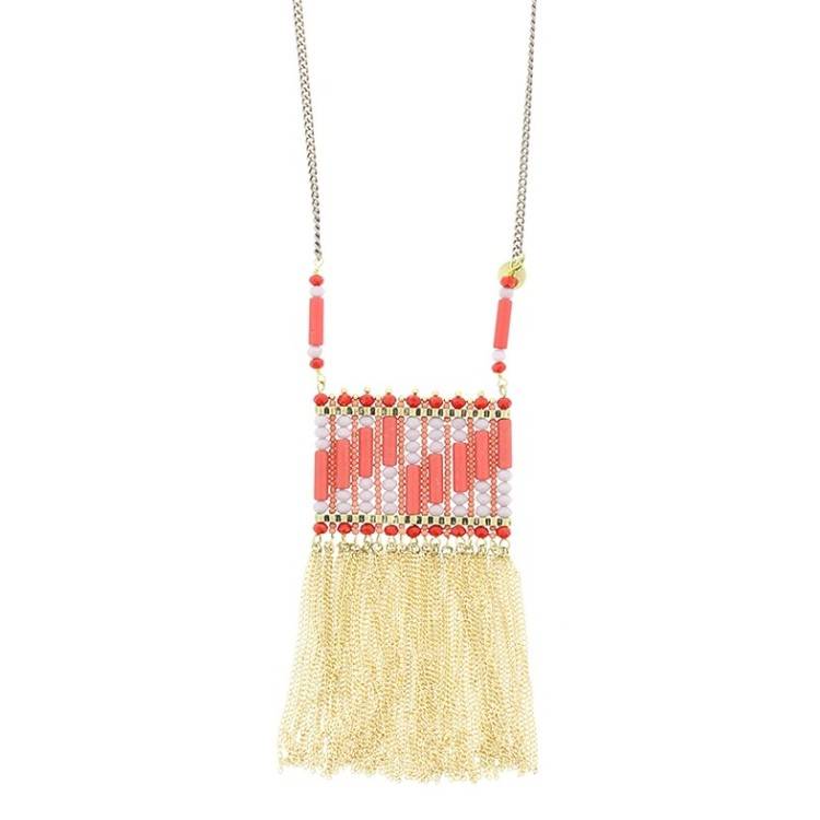COLLAR LARGO COLG. CUENTAS FLECOS