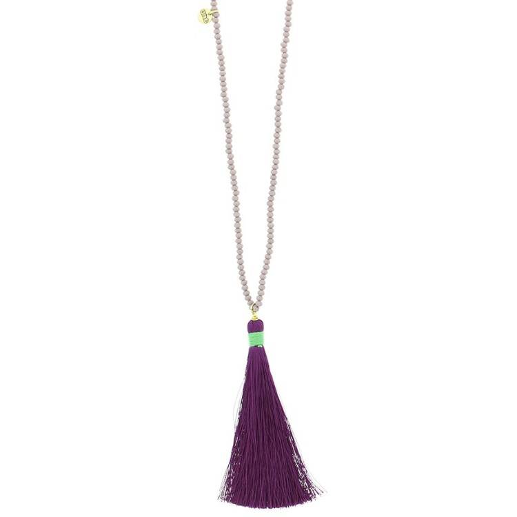 TASSEL FACETED BEADS LONG NECKLACE