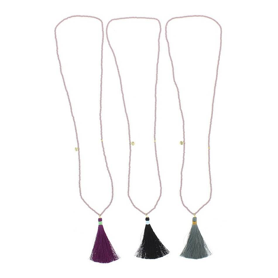 TASSEL FACETED BEADS LONG NECKLACE