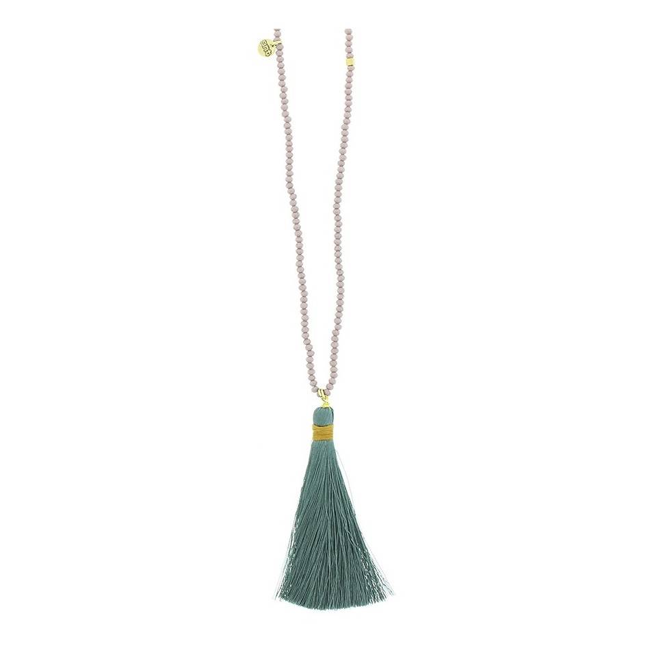 TASSEL FACETED BEADS LONG NECKLACE