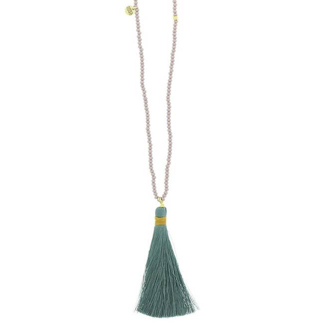 TASSEL FACETED BEADS LONG NECKLACE