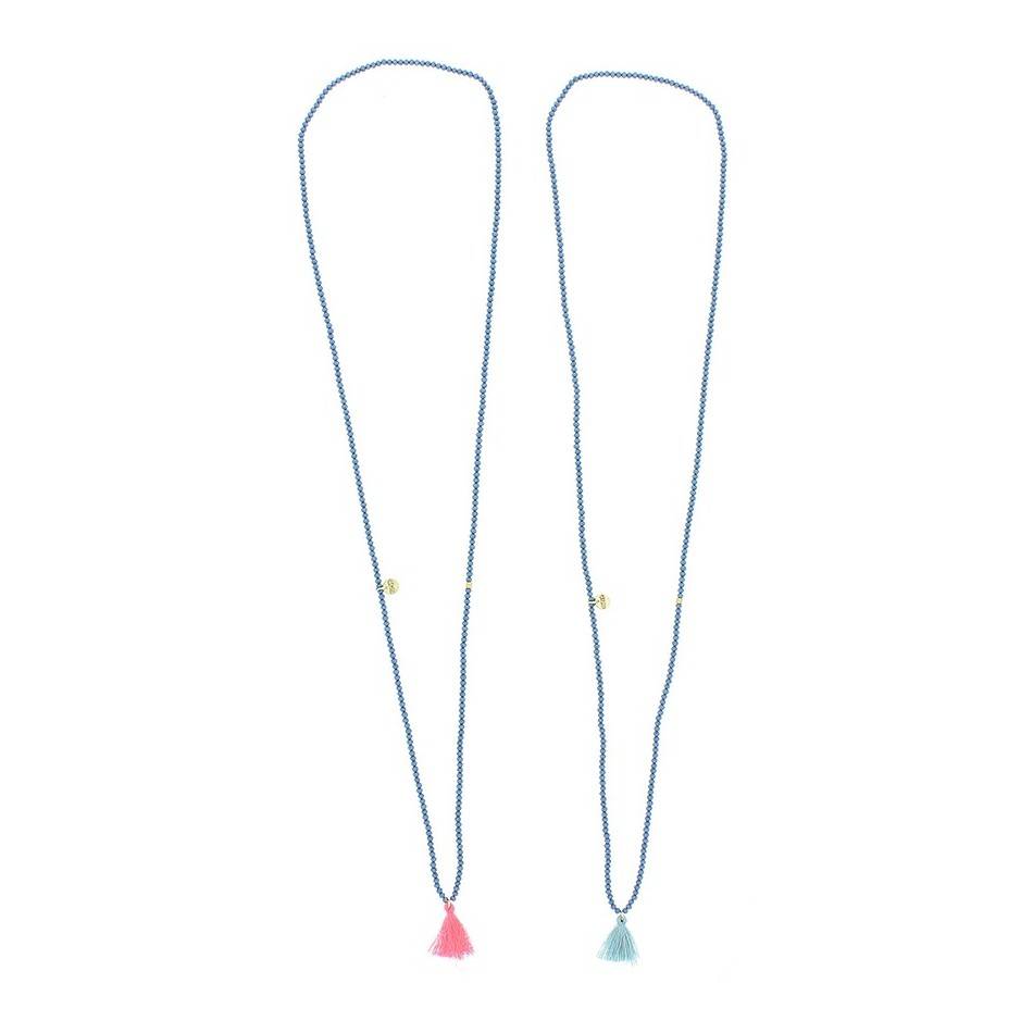 TASSEL FACETED BEADS LONG NECKLACE