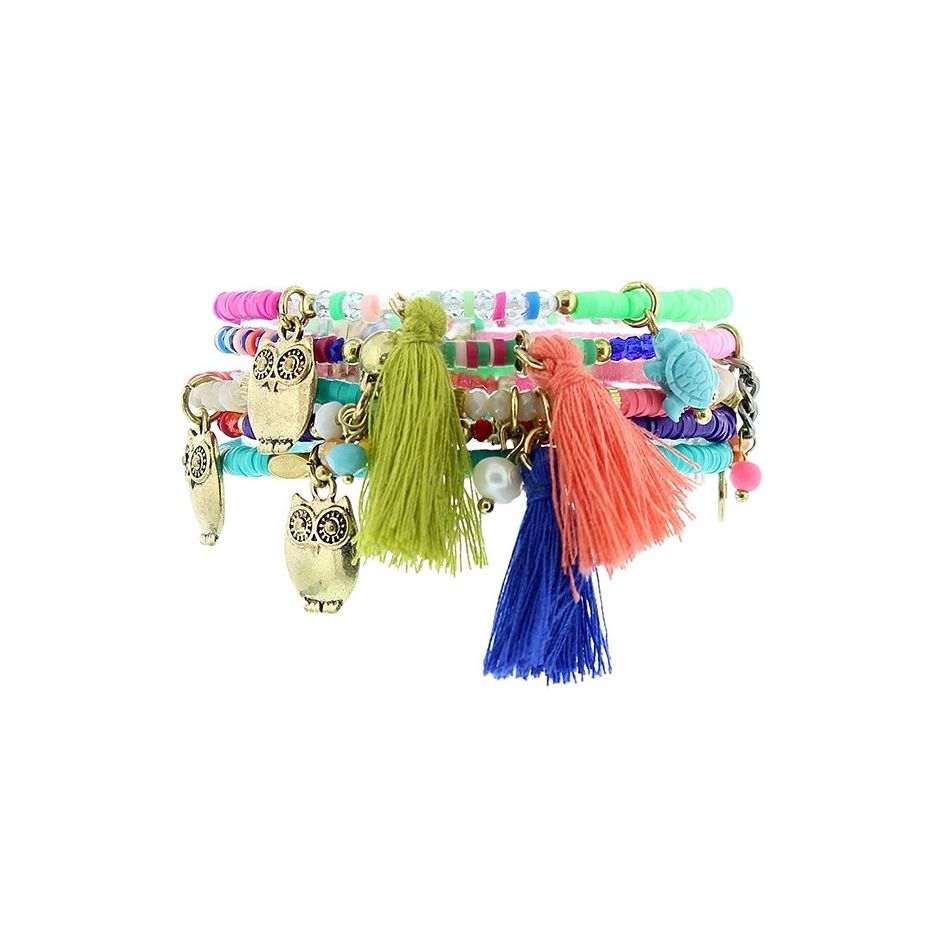 BRACELET 4 STRAPS BEADS