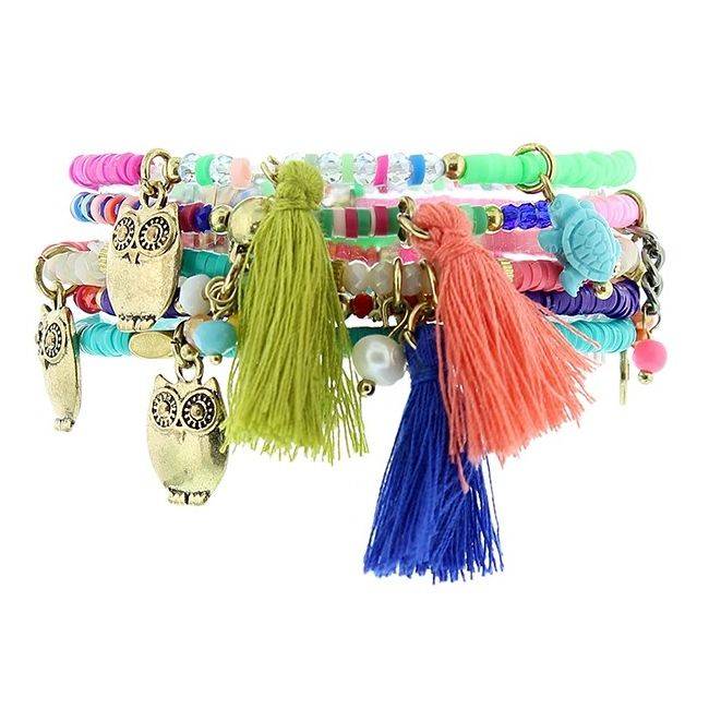 BRACELET 4 STRAPS BEADS