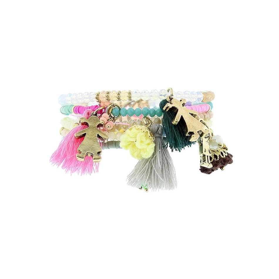 PULSERA 4 TIRAS CUENTAS