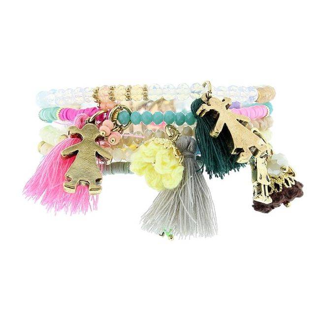 BRACELET 4 STRAPS BEADS