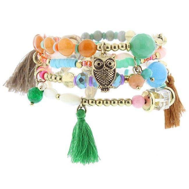 PULSERA 4 TIRAS CUENTAS
