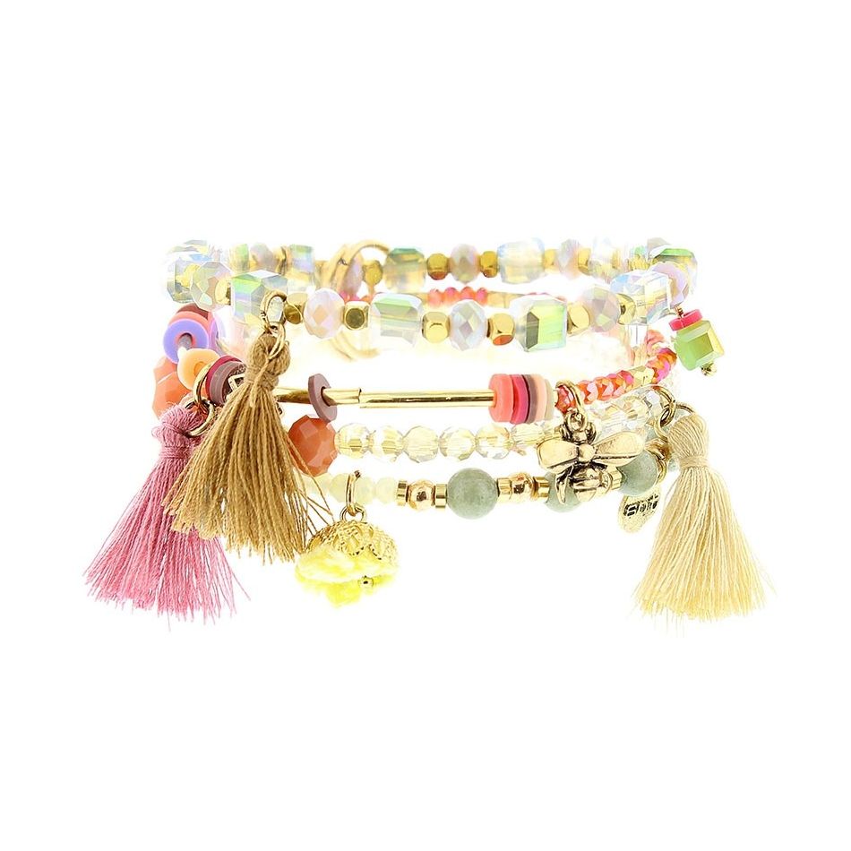 BRACELET 4 STRAPS BEADS