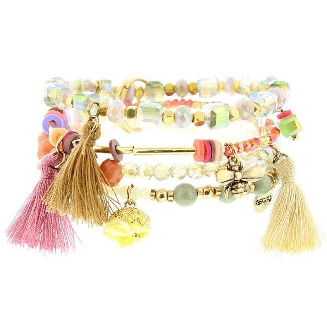 BRACELET 4 STRAPS BEADS