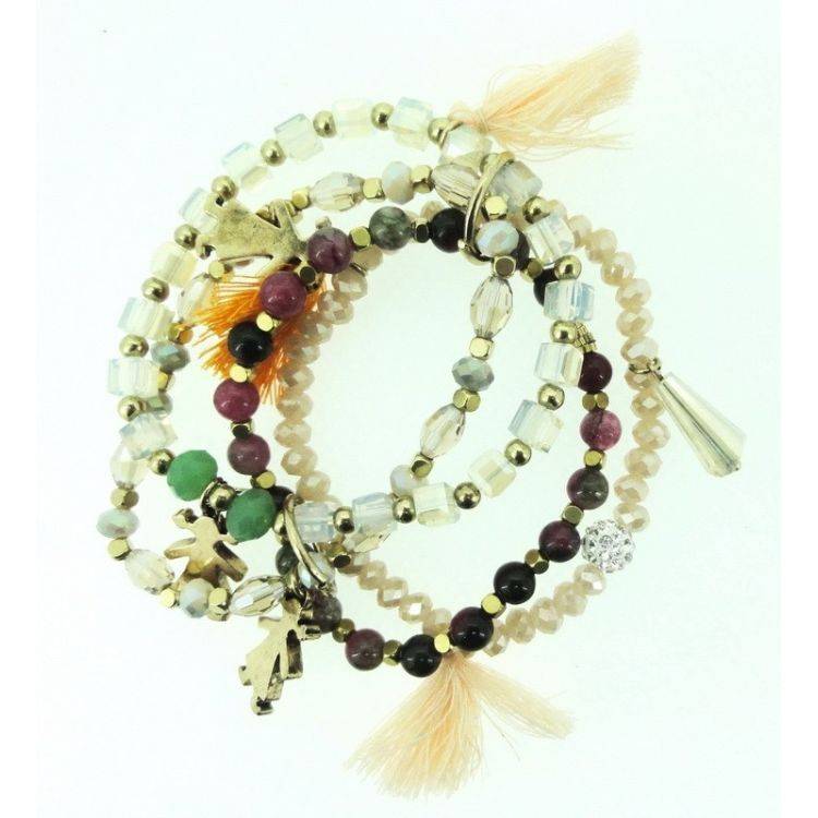 BRACELET 4 STRAPS BEADS
