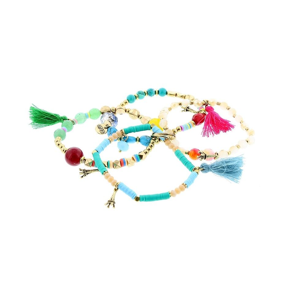 PULSERA 4 TIRAS CUENTAS