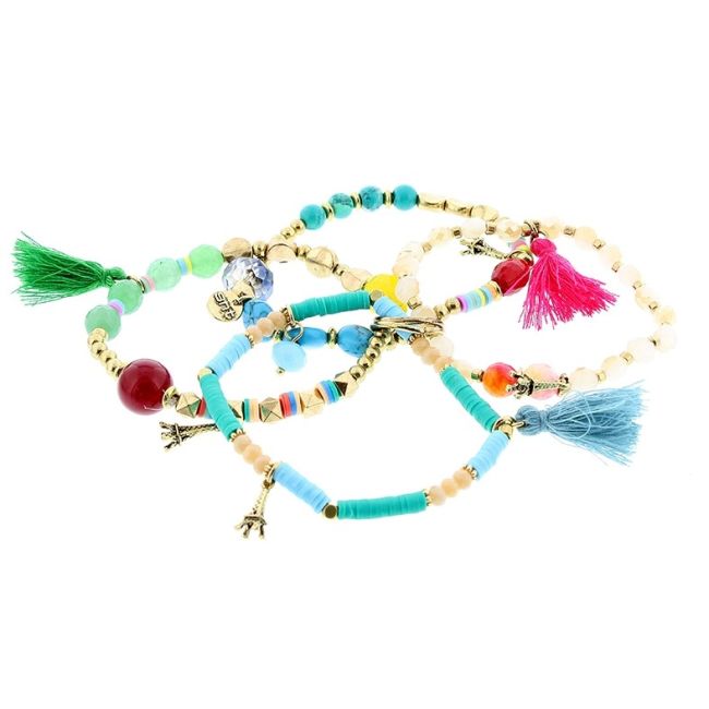 PULSERA 4 TIRAS CUENTAS