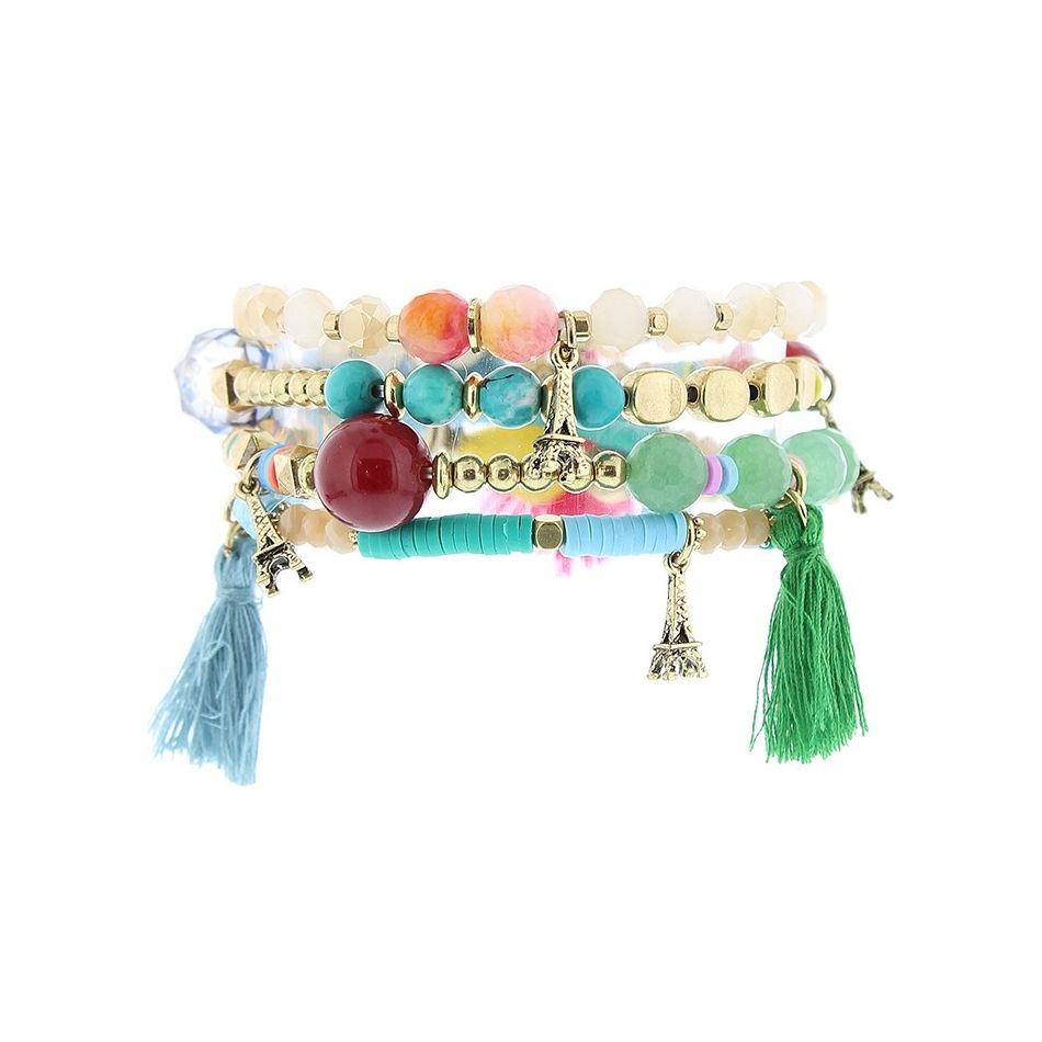 BRACELET 4 STRAPS BEADS