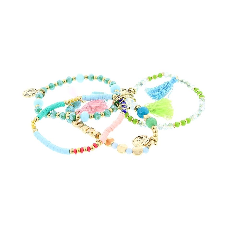 BRACELET 4 STRAPS BEADS