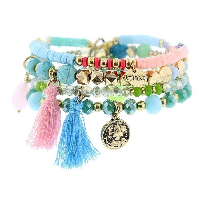 PULSERA 4 TIRAS CUENTAS