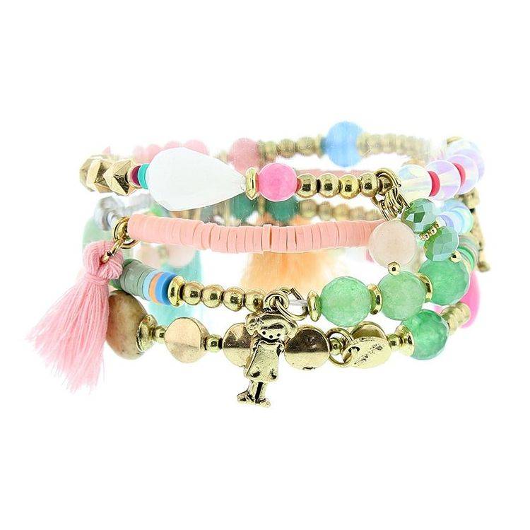BRACELET 4 STRAPS BEADS