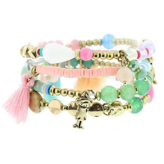 BRACELET 4 STRAPS BEADS