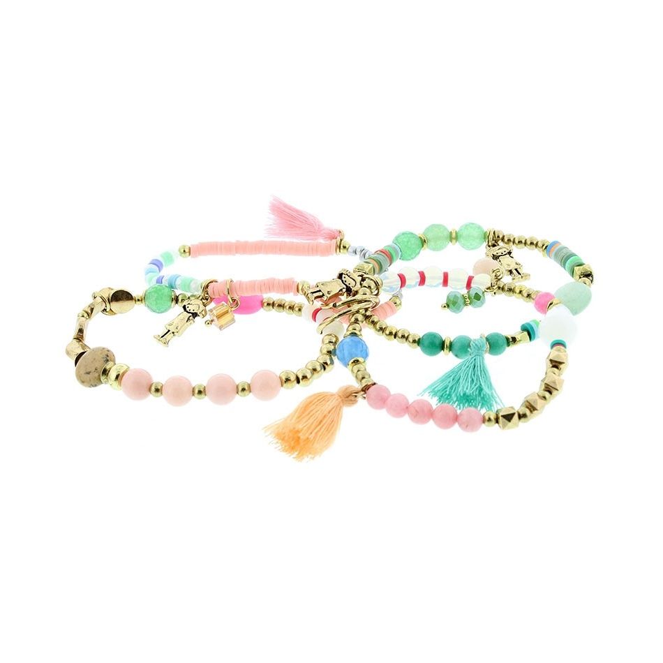 BRACELET 4 STRAPS BEADS