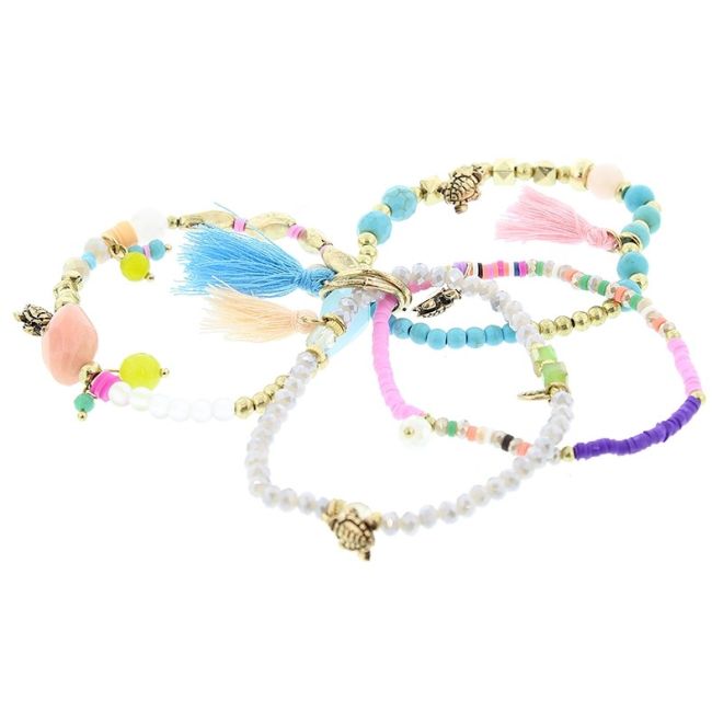 BRACELET 4 STRAPS BEADS