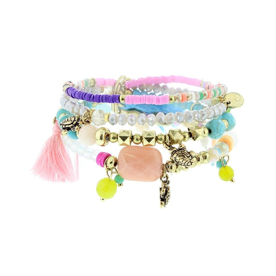 BRACELET 4 STRAPS BEADS