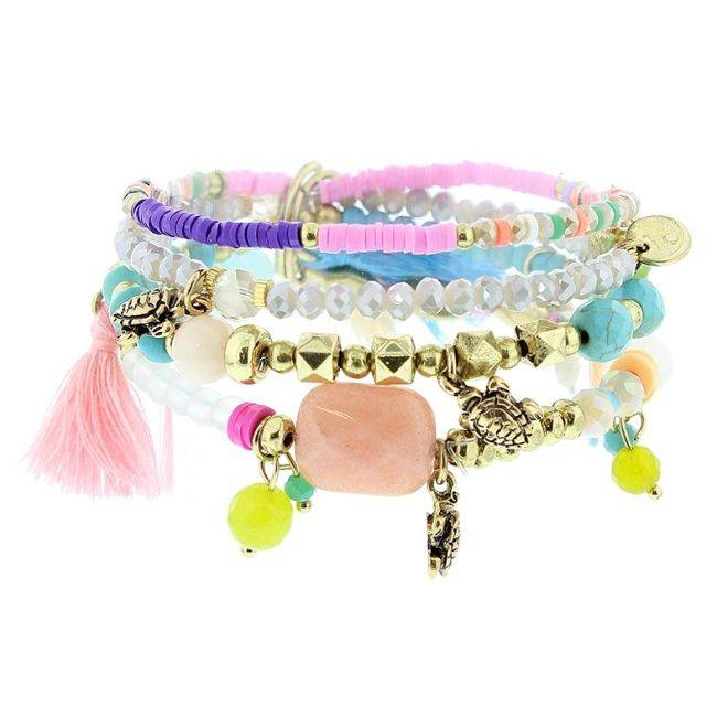 PULSERA 4 TIRAS CUENTAS