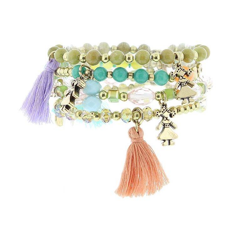 BRACELET 4 STRAPS BEADS