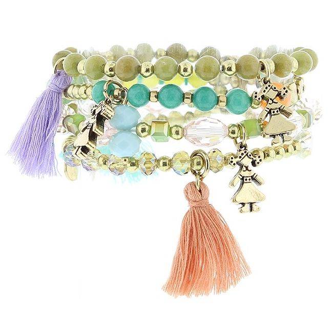 BRACELET 4 STRAPS BEADS