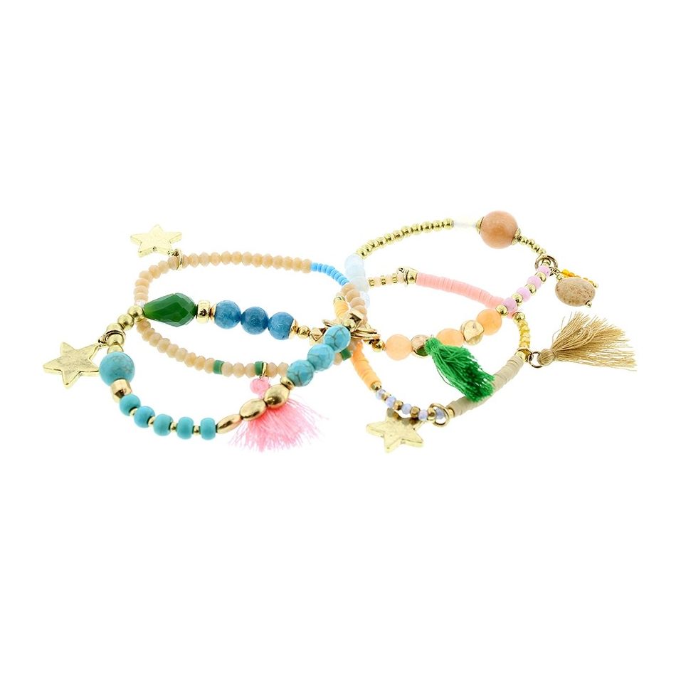 PULSERA 4 TIRAS CUENTAS