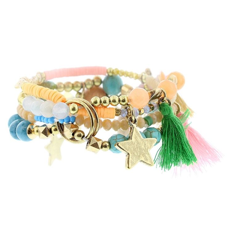 BRACELET 4 STRAPS BEADS