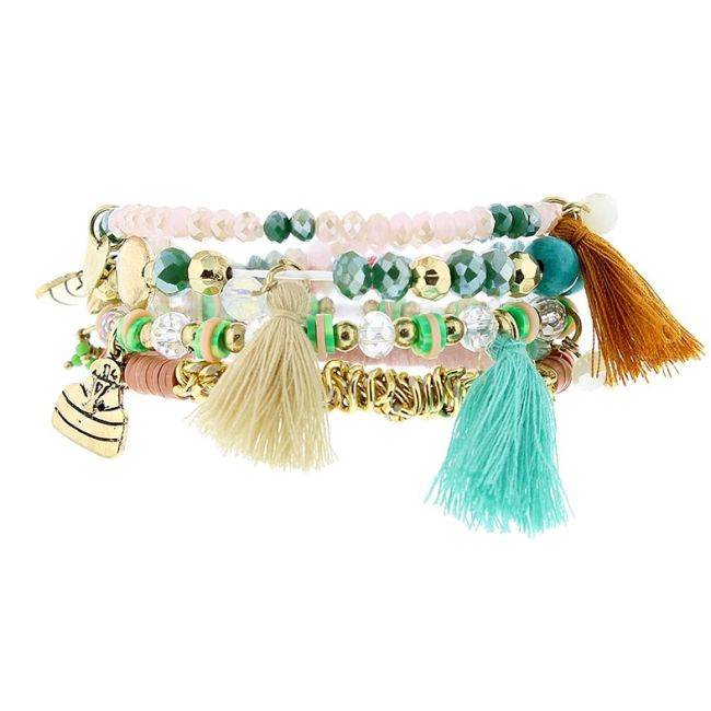 PULSERA 4 TIRAS CUENTAS