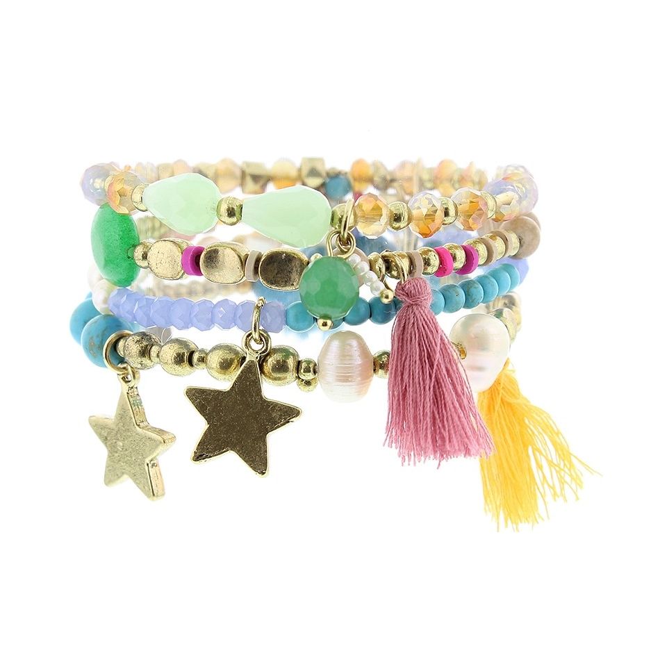 BRACELET 4 STRAPS BEADS