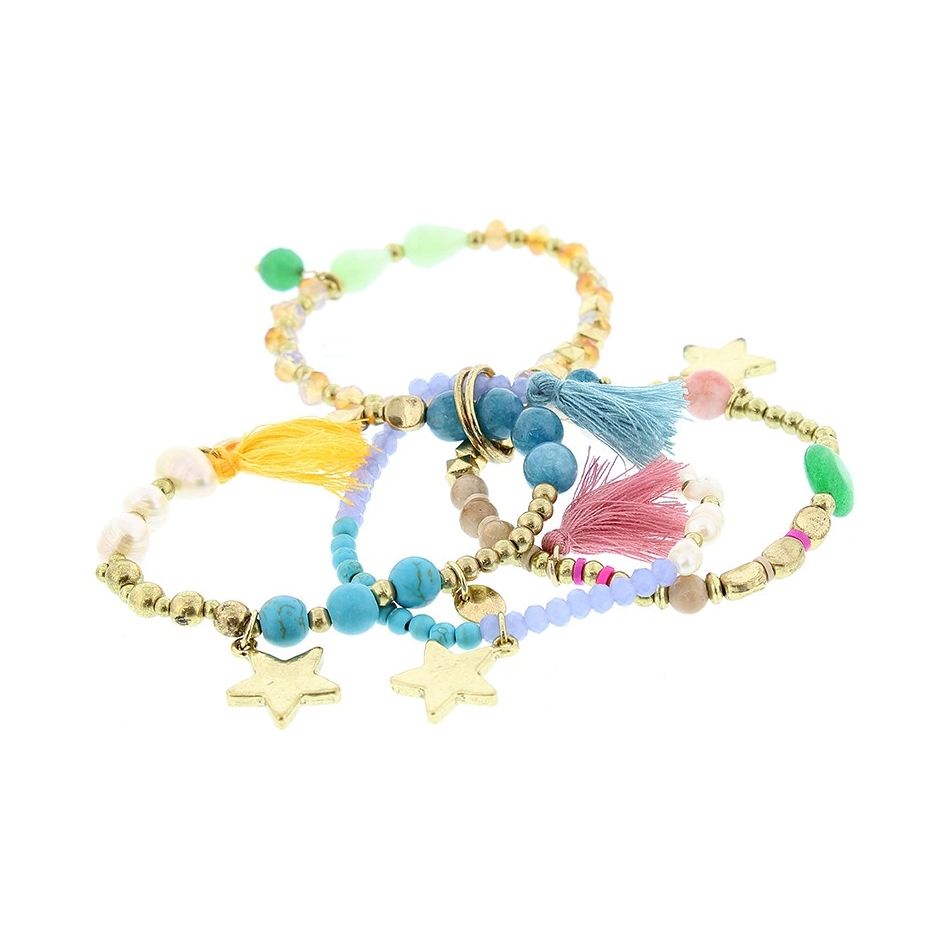 BRACELET 4 STRAPS BEADS