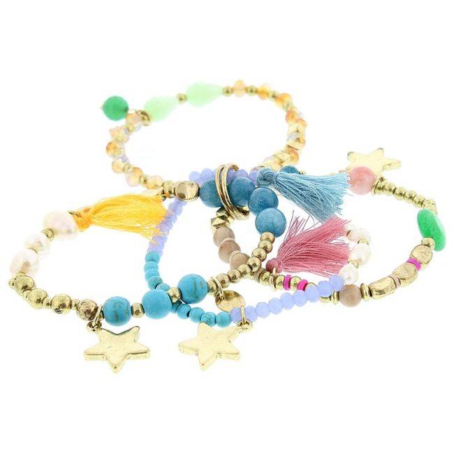 PULSERA 4 TIRAS CUENTAS