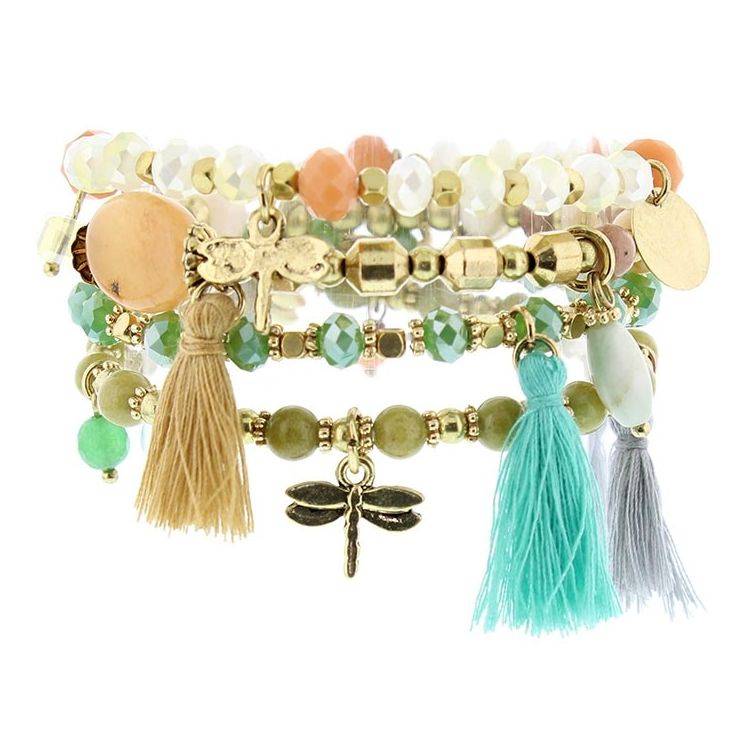 PULSERA 4 TIRAS CUENTAS