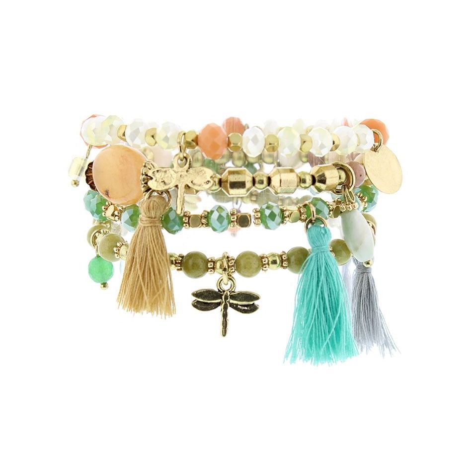 BRACELET 4 STRAPS BEADS