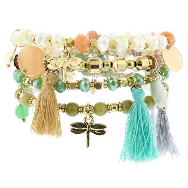 BRACELET 4 STRAPS BEADS