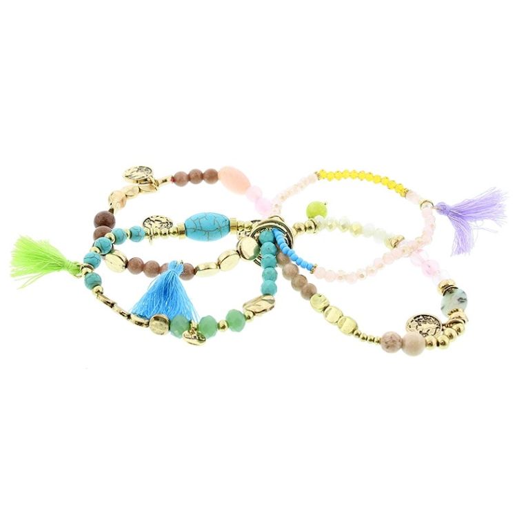 BRACELET 4 STRAPS BEADS