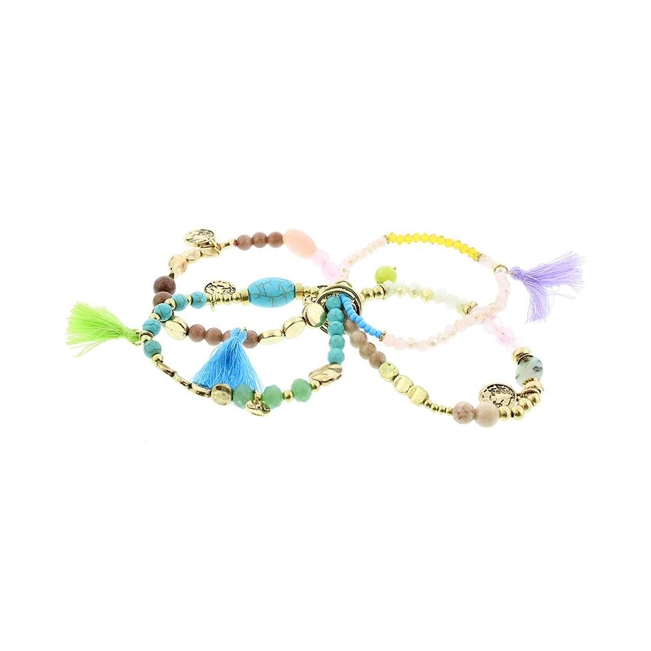 BRACELET 4 STRAPS BEADS
